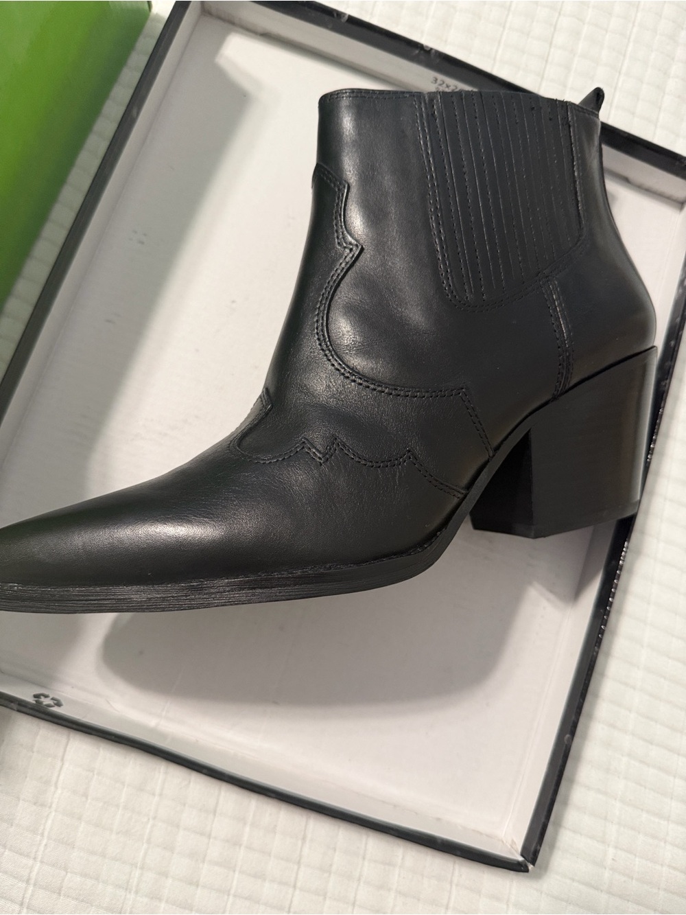 Sam Edelman Winona Black Leather Western Ankle Bootie